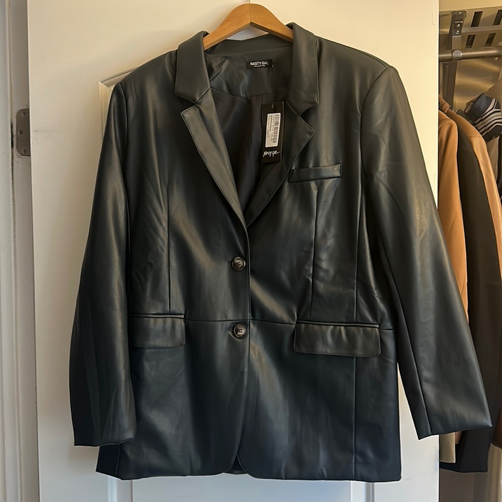 Nasty Gal Faux Leather Oversized Jacket